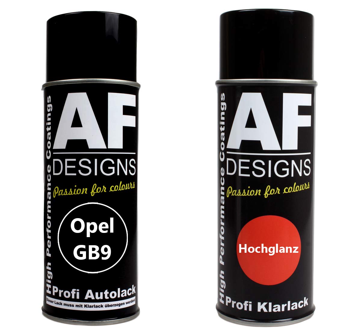 Alex Flittner Designs Autolack Spraydose Set für Opel GB9 BLACK MEET KETTLE Basislack Klarlack Sprühdose 400ml von Alex Flittner Designs