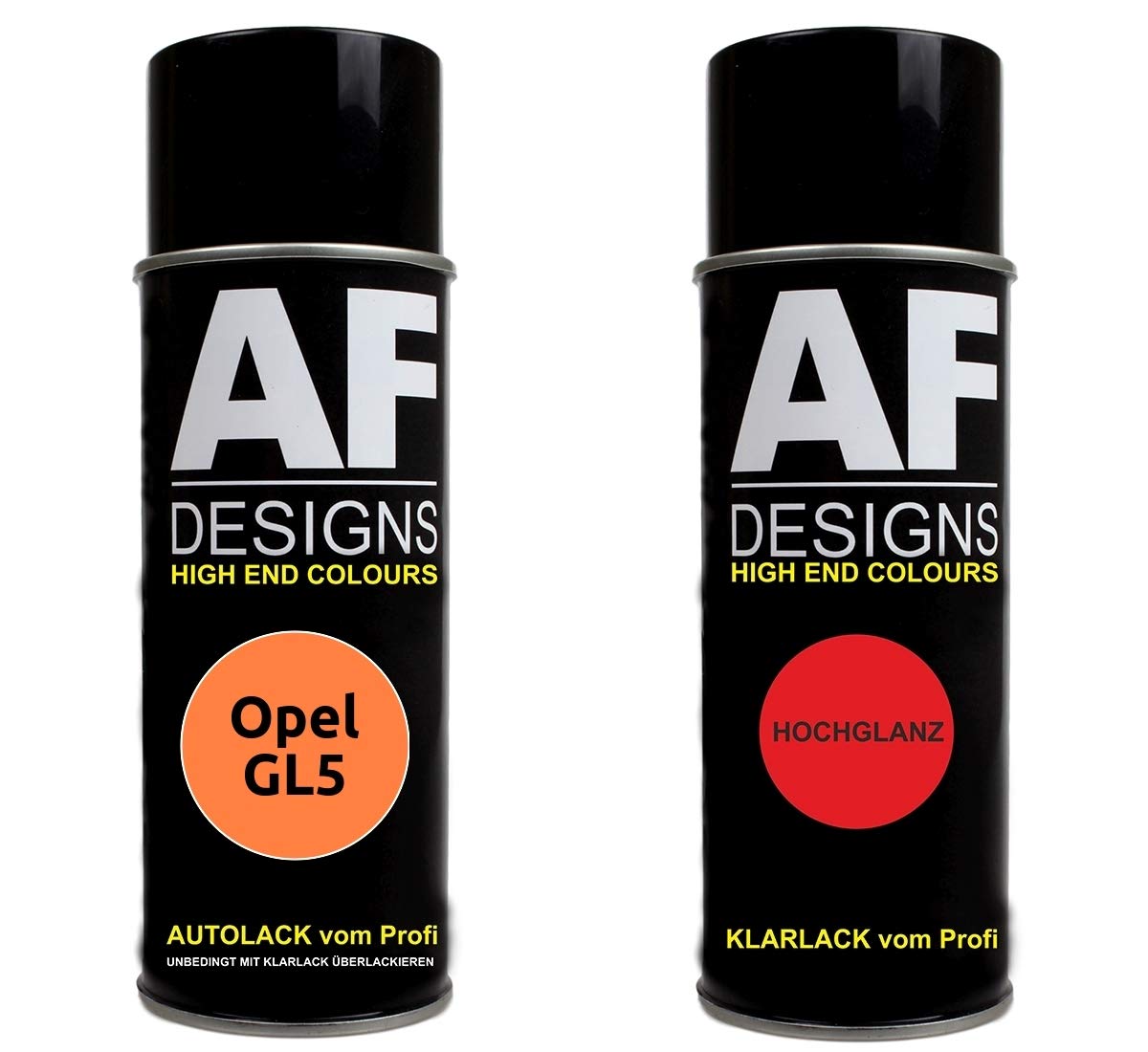 Alex Flittner Designs Autolack Spraydose Set für Opel GL5 SAFRAN ORANGE metallic Basislack Klarlack Sprühdose 400ml von Alex Flittner Designs