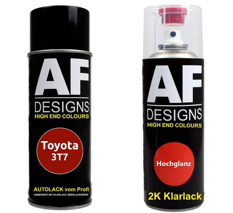 Autolack Spraydose Set für Toyota 3T7 Luminous Red Metallic Perl 2K Klarlack Basislack Sprühdose Spraydosen 2x400ml von Alex Flittner Designs