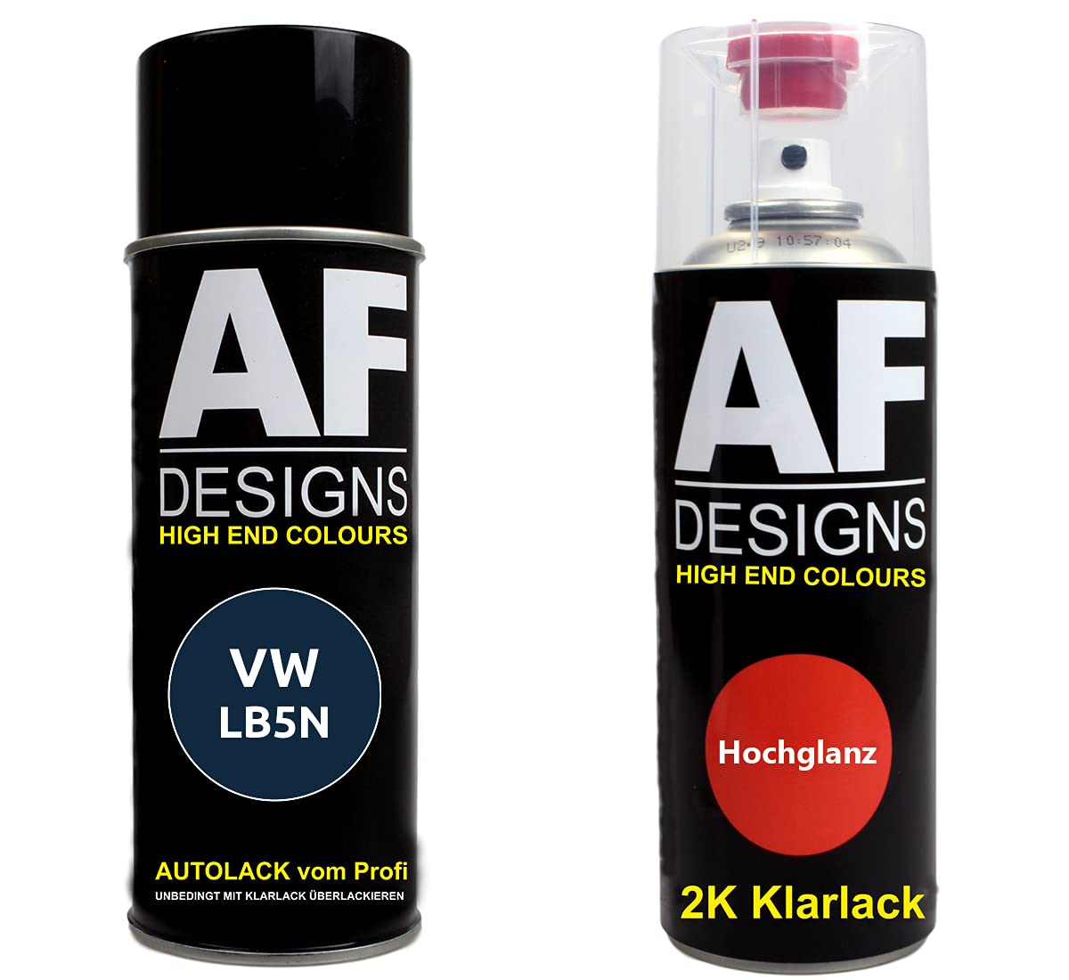 Alex Flittner Designs Autolack Spraydose Set für VW LB5N Indigoblau Pearl 2K Klarlack Basislack Sprühdose Spraydosen 2x400ml von Alex Flittner Designs