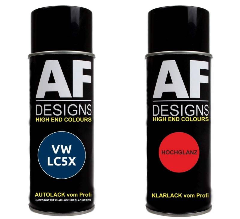 Autolack Spraydose Set geeignet für VW/Volkswagen Inky Blue Perl LC5X Basislack Klarlack Sprühdose 400ml von Alex Flittner Designs