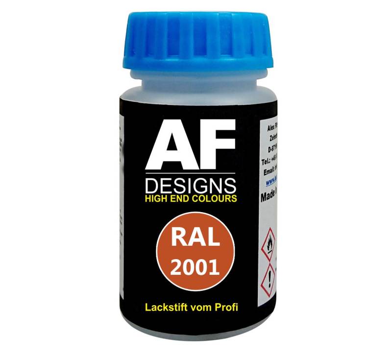 Alex Flittner Designs Lackstift RAL 2001 ROTORANGE stumpfmatt 50ml schnelltrocknend Acryl von Alex Flittner Designs