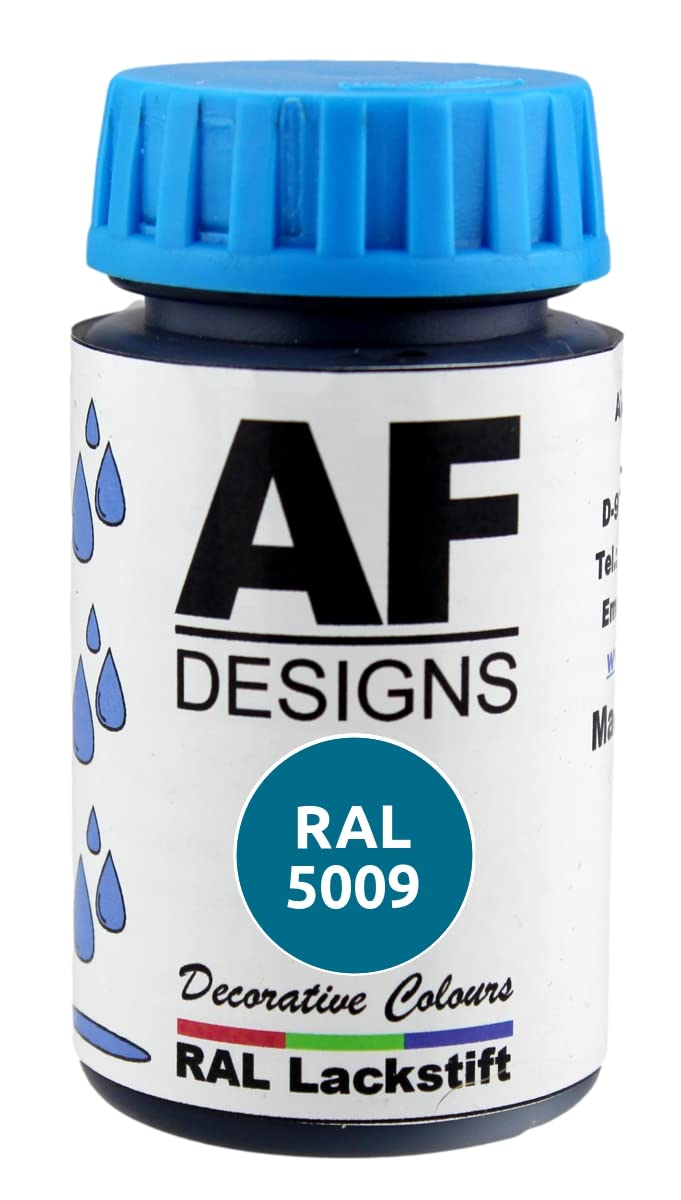 Alex Flittner Designs Lackstift RAL 5009 AZURBLAU seidenmatt 50ml Holz Metall Möbel Bad Retuschierlack Reparaturlack von Alex Flittner Designs