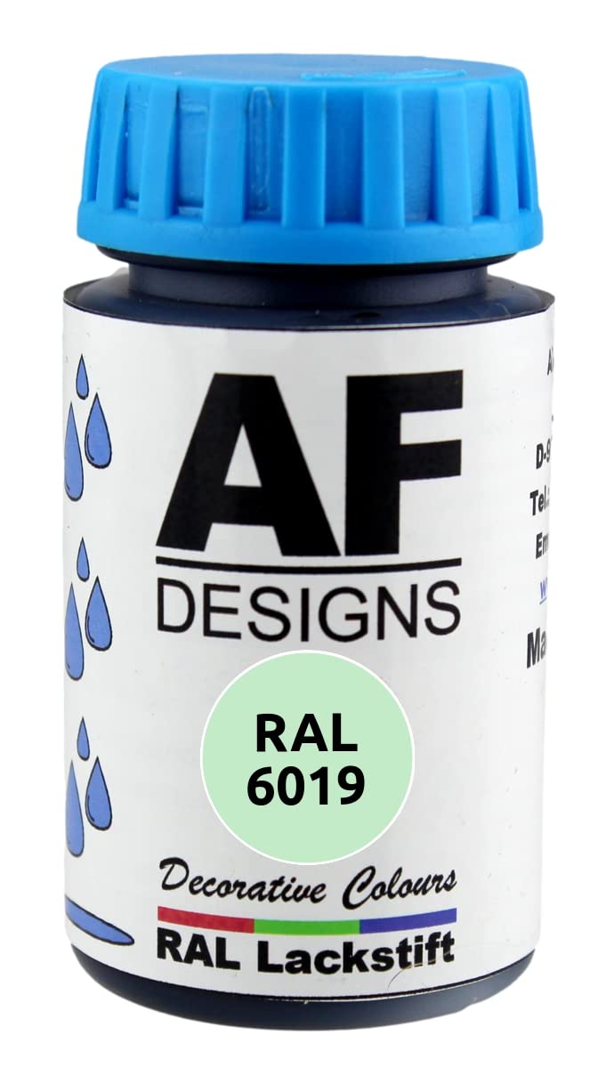 Alex Flittner Designs Lackstift RAL 6019 WEISSGRUEN glänzend 50ml Holz Metall Möbel Bad Retuschierlack Reparaturlack von Alex Flittner Designs