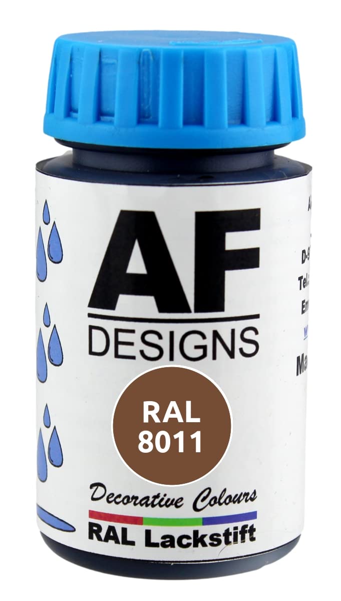 Alex Flittner Designs Lackstift RAL 8011 NUSSBRAUN glänzend 50ml Holz Metall Möbel Bad Retuschierlack Reparaturlack von Alex Flittner Designs