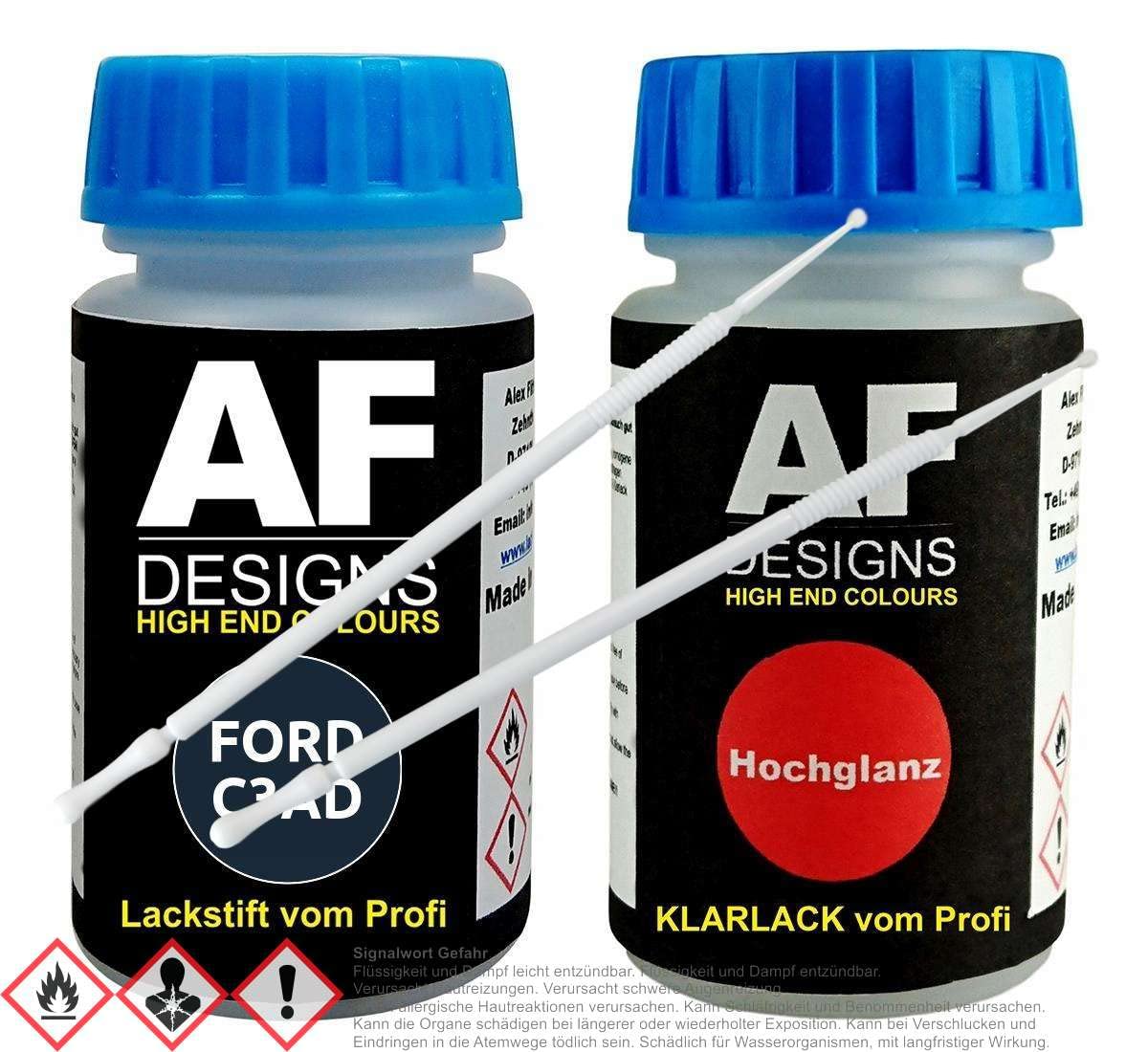 Lackstift Set für FORD C3AD Atlantik Blau Metallic Klarlack Lacktupfer Autolack von Alex Flittner Designs