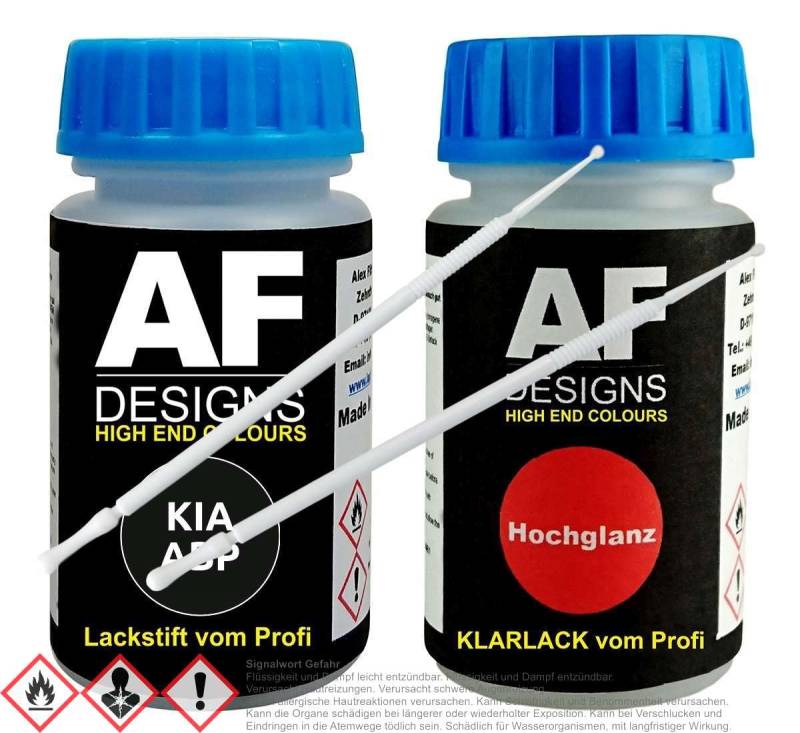 Alex Flittner Designs Lackstift Set für KIA ABP Aurora Black Perl Klarlack Lacktupfer Autolack von Alex Flittner Designs