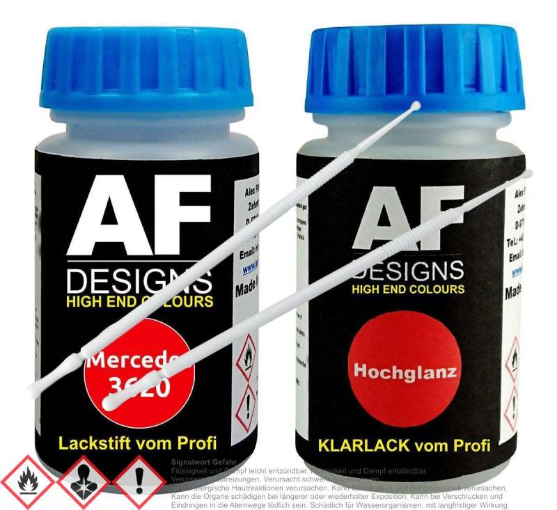 Alex Flittner Designs Lackstift Set für Mercedes Benz 3620 Verkehrsrot Klarlack Lacktupfer Autolack von Alex Flittner Designs