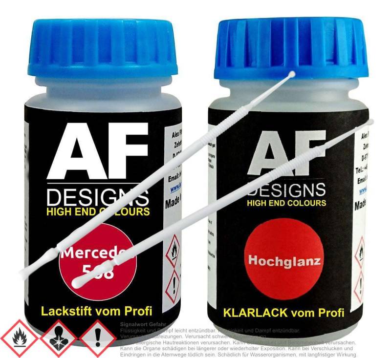 Alex Flittner Designs Lackstift Set für Mercedes Benz 568 Signalrot Klarlack Lacktupfer Autolack von Alex Flittner Designs