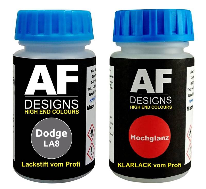 Alex Flittner Designs Lackstift für Dodge LA8 Diesel Gray + Klarlack je 50ml Autolack Basislack Set von Alex Flittner Designs