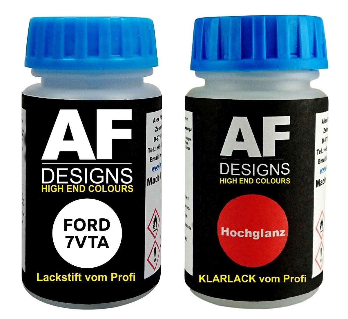 Lackstift für FORD 7VTA Frozen White + Klarlack je 50ml Autolack Basislack Set von Alex Flittner Designs