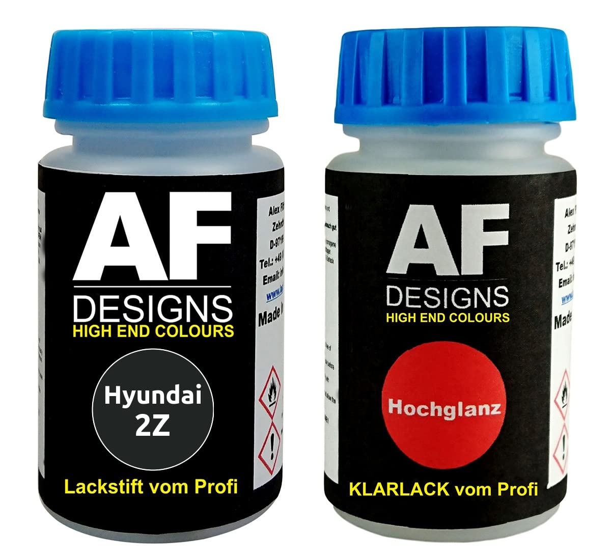 Alex Flittner Designs Lackstift für Hyundai 2Z Black Perl + Klarlack je 50ml Autolack Basislack SET von Alex Flittner Designs