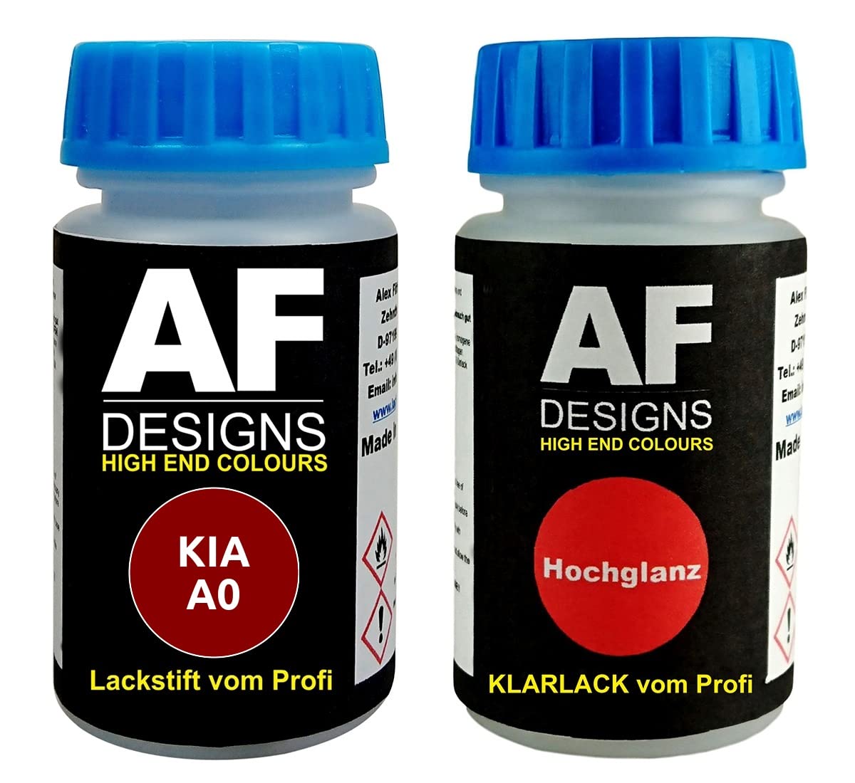 Alex Flittner Designs Lackstift für KIA A0 Infra Red 2 Metallic + Klarlack je 50ml Autolack Basislack Set von Alex Flittner Designs