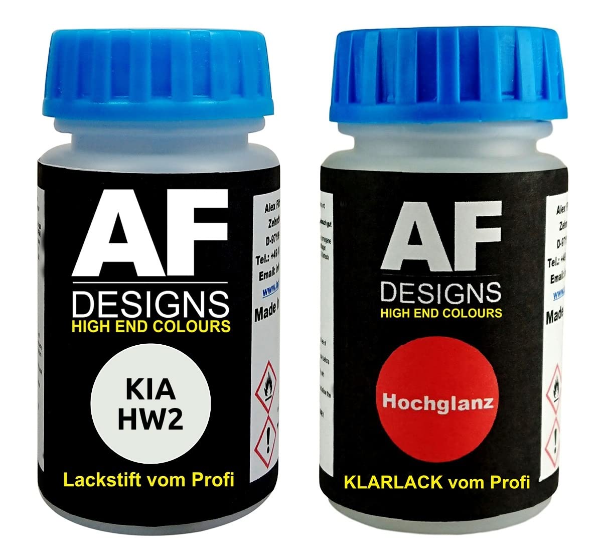 Alex Flittner Designs Lackstift für KIA HW2 Deluxe White Perl + Klarlack je 50ml Autolack Basislack SET von Alex Flittner Designs