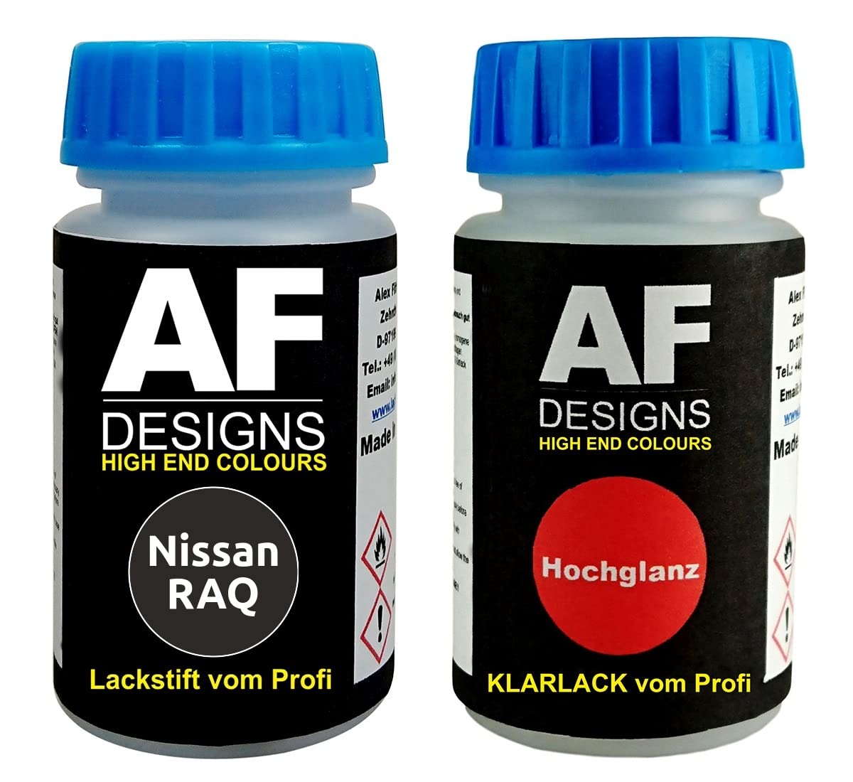 Alex Flittner Designs Lackstift für Nissan RAQ Dark Blue Metallic + Klarlack je 50ml Autolack Basislack Set von Alex Flittner Designs