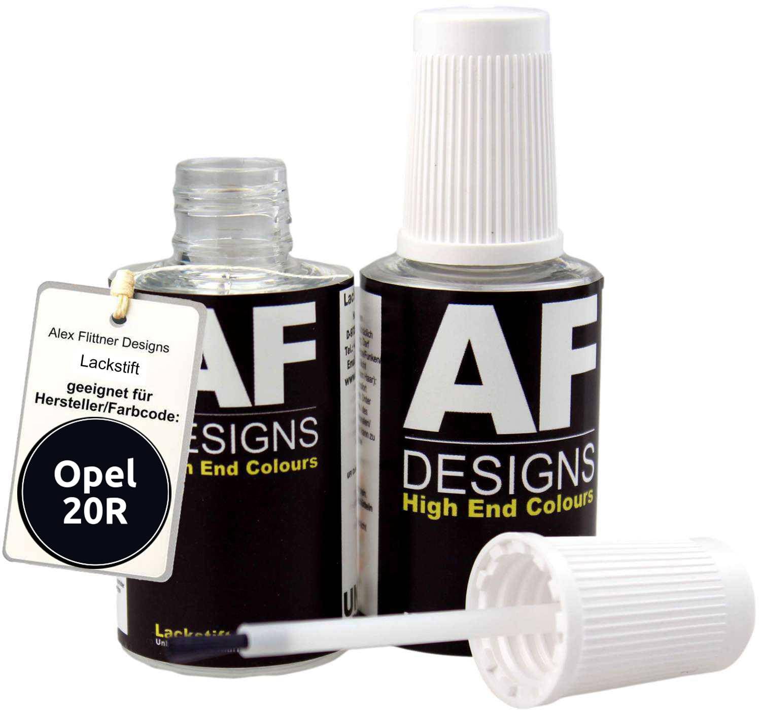 Alex Flittner Designs Lackstift für Opel SAPHIRSCHWARZ PERL 20R schnelltrocknend 2x20ml Autolack von Alex Flittner Designs