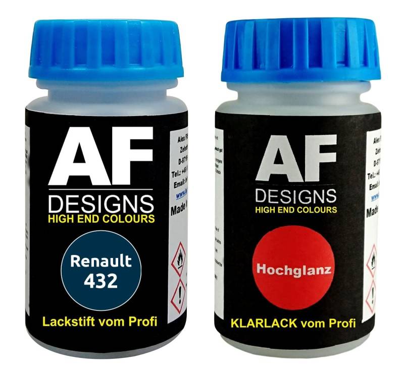 Alex Flittner Designs Lackstift für Renault 432 Bleu Methyl Metallic + Klarlack je 50ml Autolack Basislack Set von Alex Flittner Designs