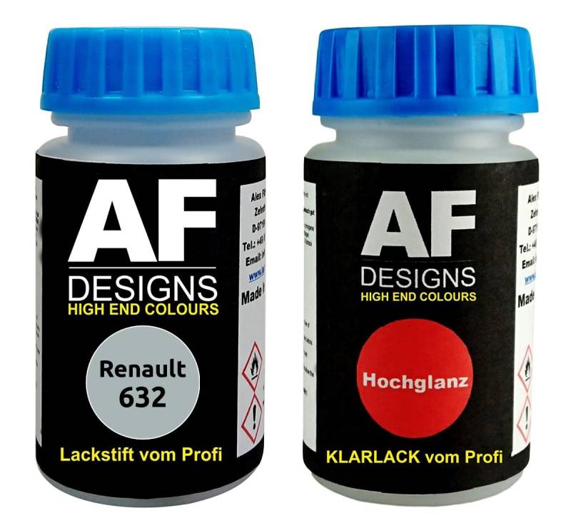 Lackstift für Renault 632 Gris Boreal Metallic + Klarlack je 50ml Autolack Basislack SET von Alex Flittner Designs