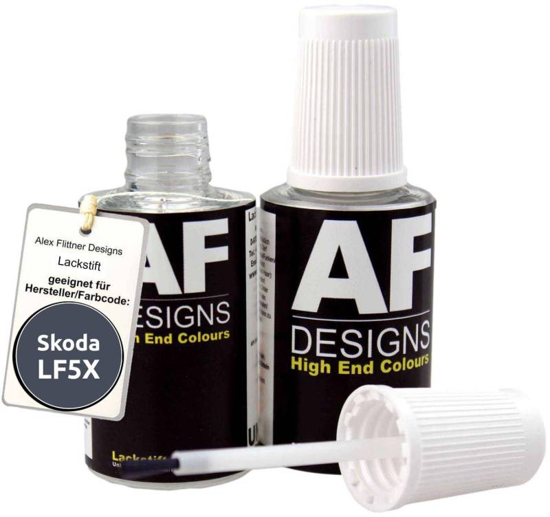 Alex Flittner Designs Lackstift für Skoda LF5X Satin Grey Metallic schnelltrocknend 2x20ml Autolack von Alex Flittner Designs