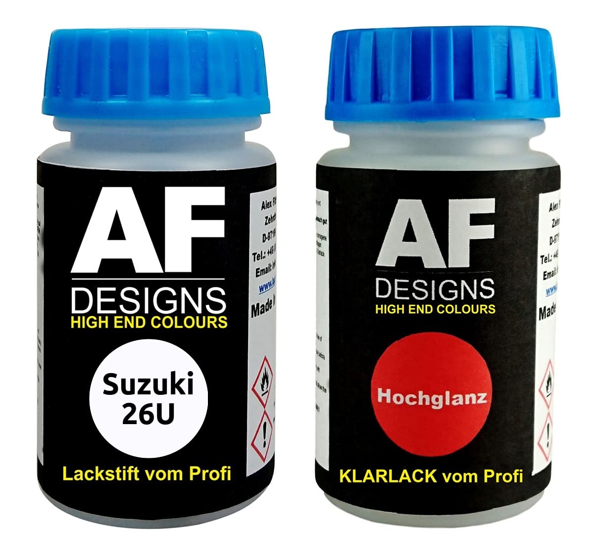 Alex Flittner Designs Lackstift für Suzuki 26U Superior White + Klarlack je 50ml Autolack Basislack Set von Alex Flittner Designs