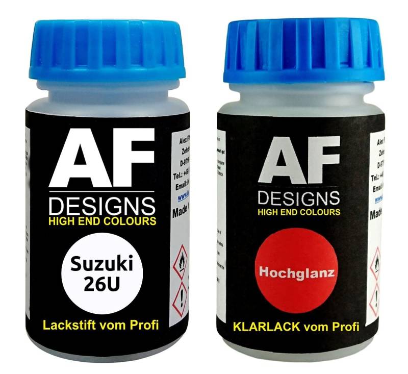 Alex Flittner Designs Lackstift für Suzuki 26U Superior White + Klarlack je 50ml Autolack Basislack SET von Alex Flittner Designs