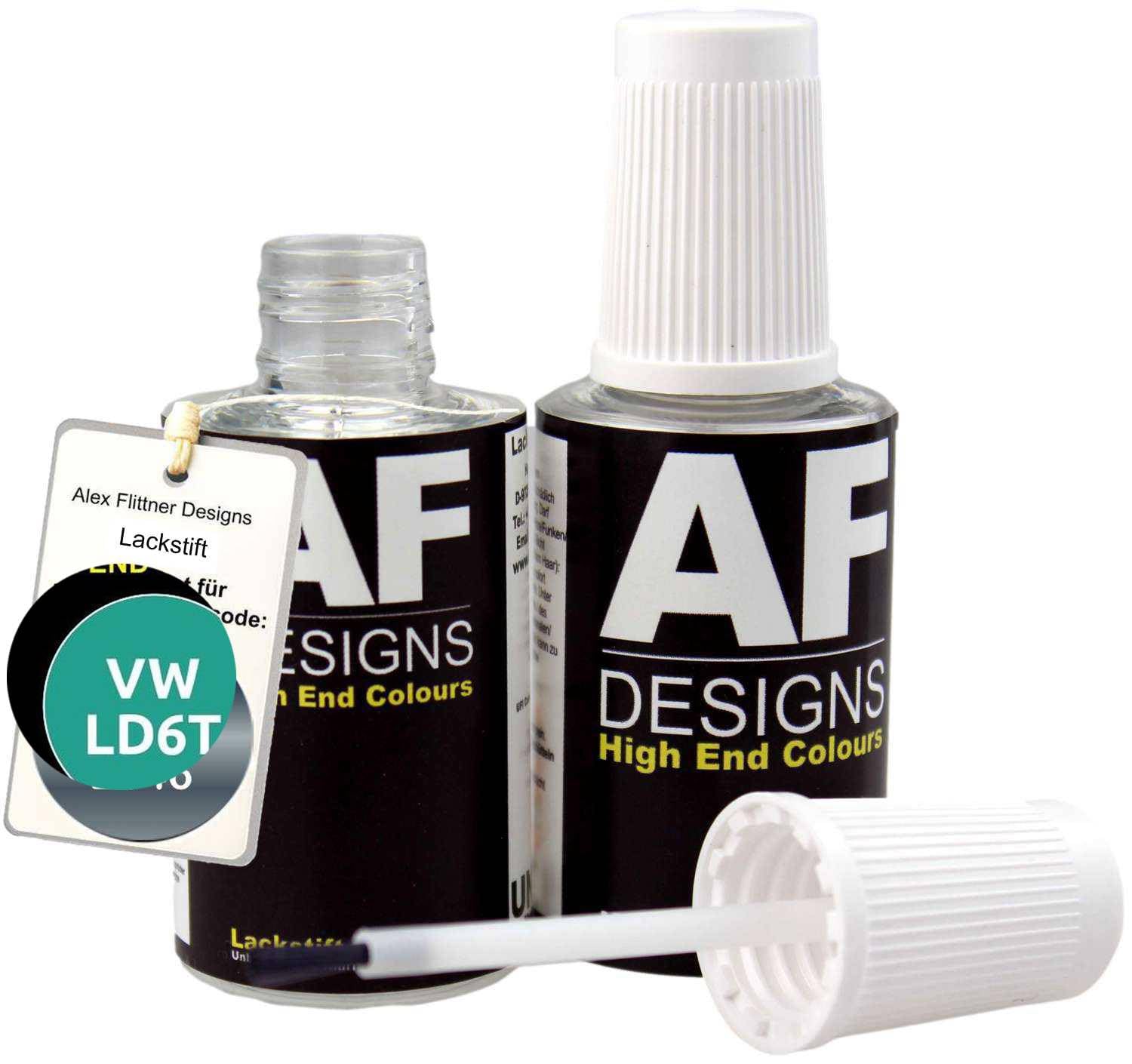 Alex Flittner Designs Lackstift für VW/Volkswagen Electronicgrün Metallic LD6T 2x20ml von Alex Flittner Designs