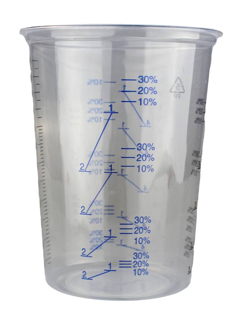 Alex Flittner Designs Mischbecher Messbecher 600ml für Autolack Klarlack 2:1 3:1 4:1 Mischskala von Alex Flittner Designs