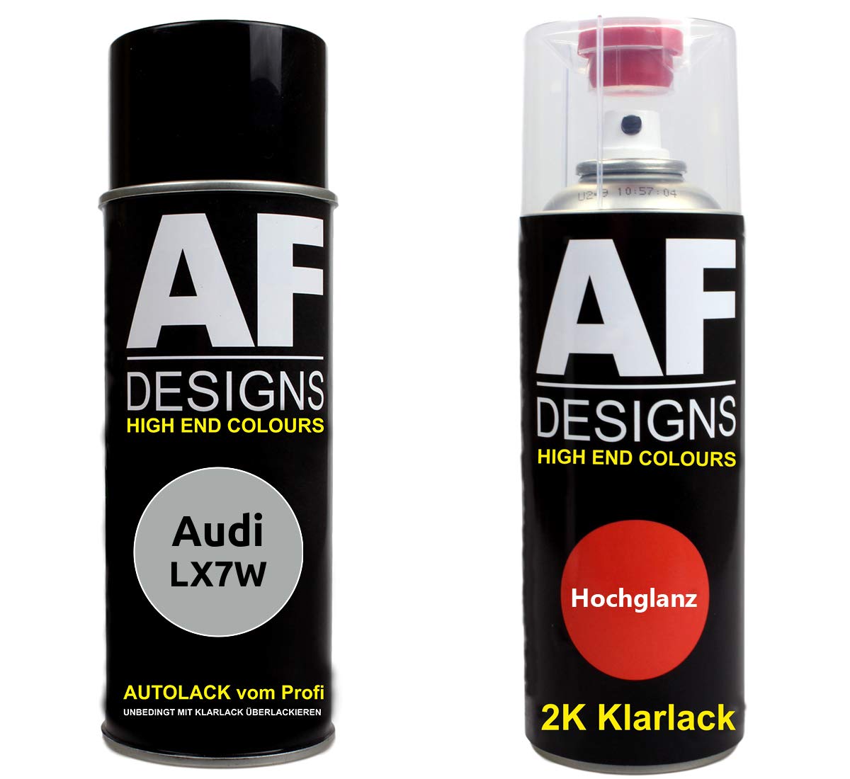 Autolack Spraydose Set für Audi LX7W Eissilber Metallic 2K Klarlack Basislack Sprühdose Spraydosen 2x400ml von Alex Flittner Designs