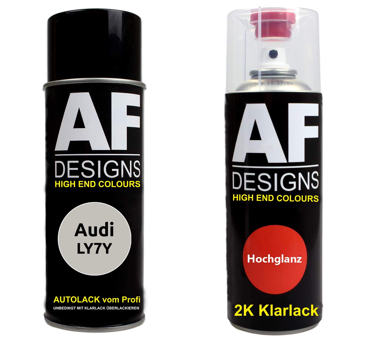 Autolack Spraydose Set für Audi LY7Y Zermattsilber Metallic 2K Klarlack Basislack Sprühdose Spraydosen 2x400ml von Alex Flittner Designs