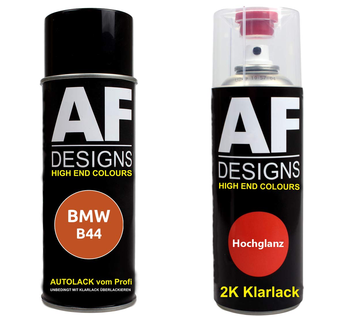 Autolack Spraydose Set für BMW B44 Valencia Orange Metallic 2K Klarlack Basislack Sprühdose Spraydosen 2x400ml von Alex Flittner Designs