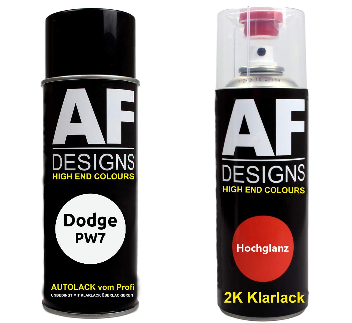 Alex Flittner Designs Autolack Spraydose Set für Dodge PW7 Bright White 2K Klarlack Basislack Sprühdose Spraydosen 2x400ml von Alex Flittner Designs