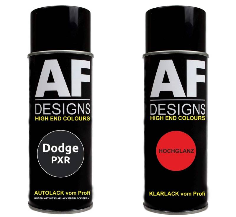 Alex Flittner Designs Autolack Spraydose Set für Dodge PXR Brilliant Black Crystal P Basislack Klarlack Sprühdose 400ml von Alex Flittner Designs