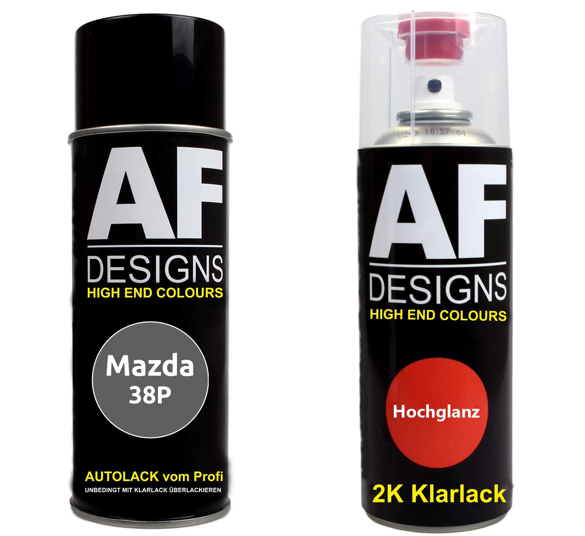 Autolack Spraydose Set für Mazda 38P Aluminium Metallic 2K Klarlack Basislack Sprühdose Spraydosen 2x400ml von Alex Flittner Designs