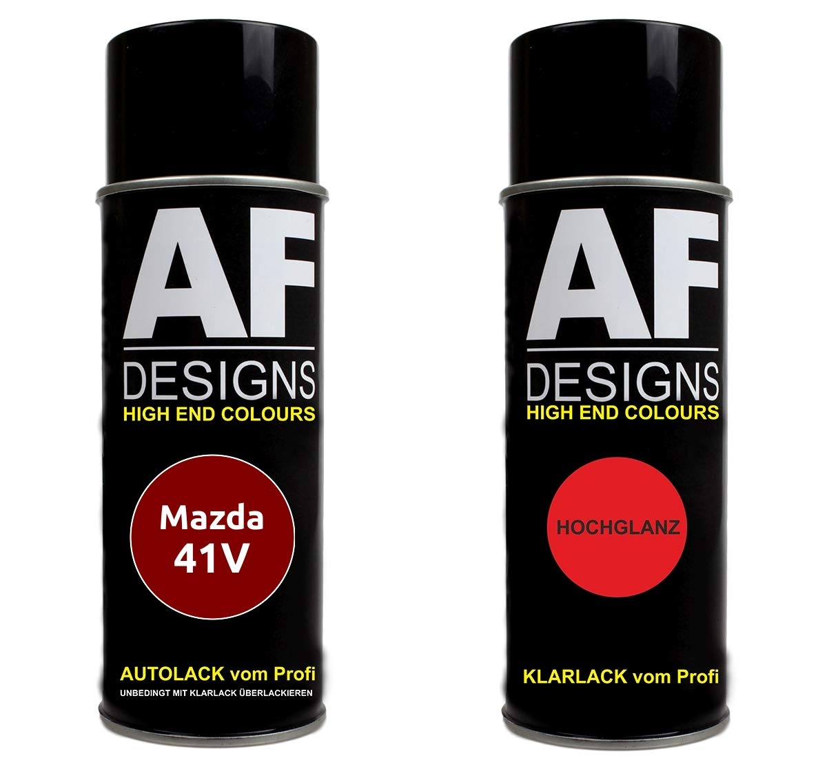 Alex Flittner Designs Autolack Spraydose Set für Mazda 41V Soul Red Metallic Basislack Klarlack Sprühdose 400ml von Alex Flittner Designs