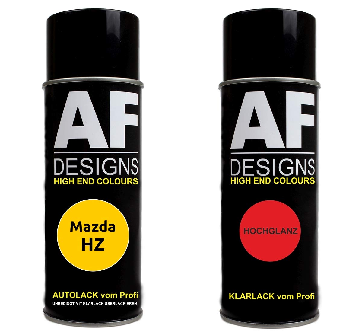 Autolack Spraydose Set für Mazda HZ Sunburst Yellow Basislack Klarlack Sprühdose 400ml von Alex Flittner Designs