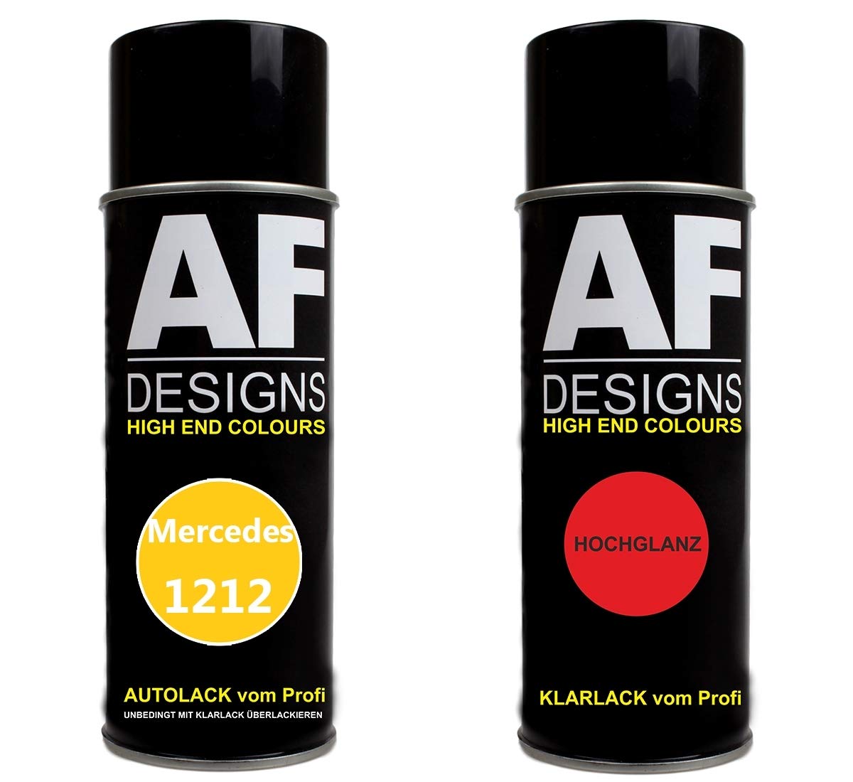 Alex Flittner Designs Autolack Spraydose Set für Mercedes/Daimler Benz 1212 Ginstergelb Basislack Klarlack Sprühdose 400ml von Alex Flittner Designs