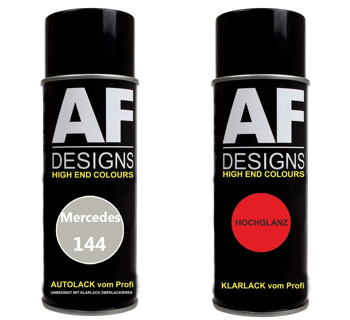 Autolack Spraydose Set für Mercedes/Daimler Benz 144 Mondsteinweiss Metallic Basislack Klarlack Sprühdose 400ml von Alex Flittner Designs