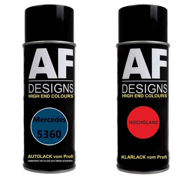 Alex Flittner Designs Autolack Spraydose Set für Mercedes/Daimler Benz 5360 Saphirblau Basislack Klarlack Sprühdose 400ml von Alex Flittner Designs