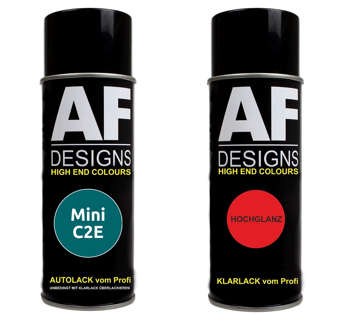 Alex Flittner Designs Autolack Spraydose Set für Mini C2E Caribbean Aqua Metallic Basislack Klarlack Sprühdose 400ml von Alex Flittner Designs