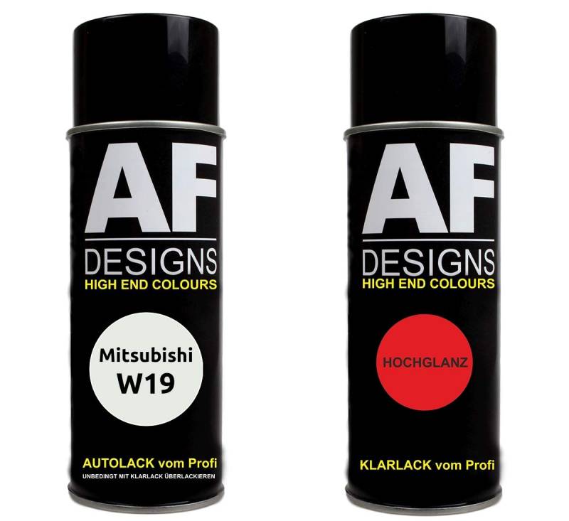 Alex Flittner Designs Autolack Spraydose Set für Mitsubishi W19 White Basislack Klarlack Sprühdose 400ml von Alex Flittner Designs