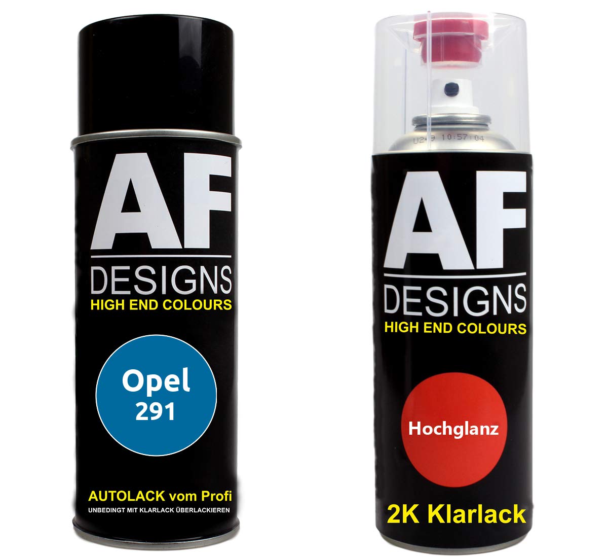 Autolack Spraydose Set für Opel 291 Ardenblau Metallic 2K Klarlack Basislack Sprühdose Spraydosen 2x400ml von Alex Flittner Designs