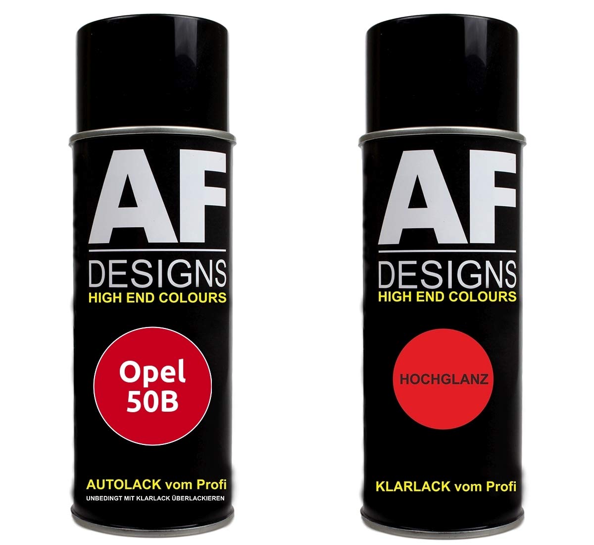 Alex Flittner Designs Autolack Spraydose Set für Opel 50B POWERROT Basislack Klarlack Sprühdose 400ml von Alex Flittner Designs