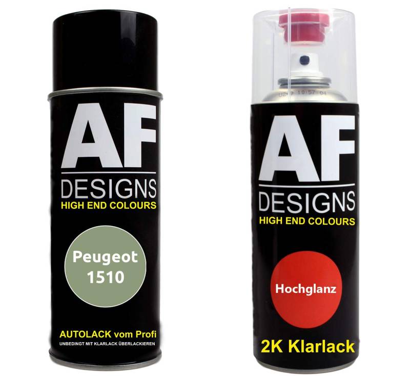 Autolack Spraydose Set für Peugeot 1510 Vert Dore Metallic 2K Klarlack Basislack Sprühdose Spraydosen 2x400ml von Alex Flittner Designs