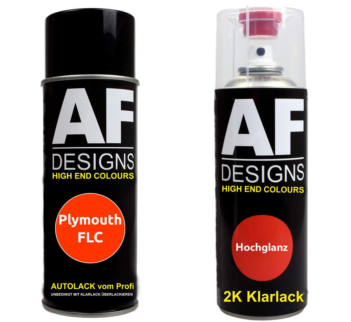 Autolack Spraydose Set für Plymouth FLC Hemi Orange Perl 2K Klarlack Basislack Sprühdose Spraydosen 2x400ml von Alex Flittner Designs