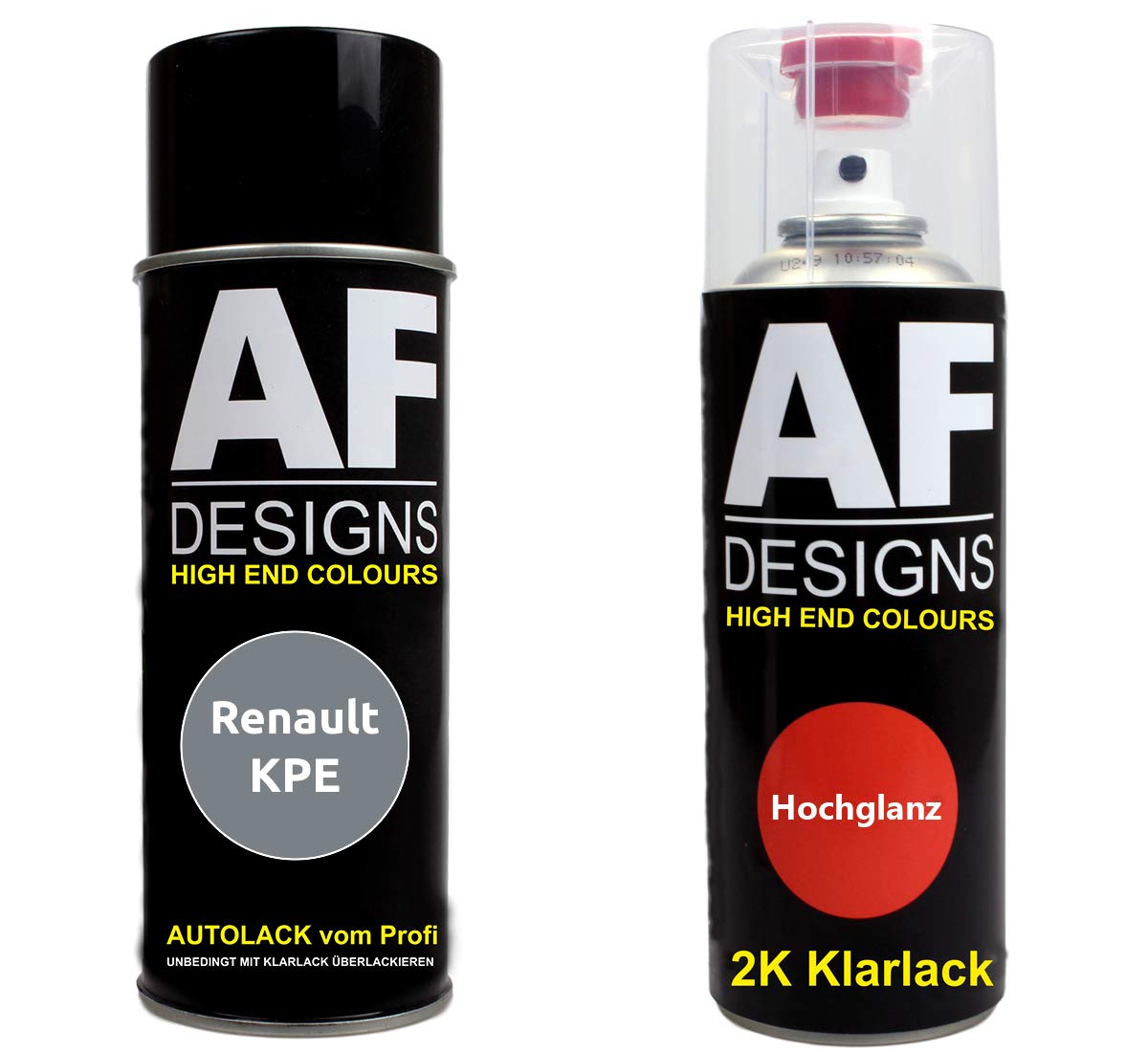 Autolack Spraydose Set für Renault KPE Gris Lunaire Metallic 2K Klarlack Basislack Sprühdose Spraydosen 2x400ml von Alex Flittner Designs