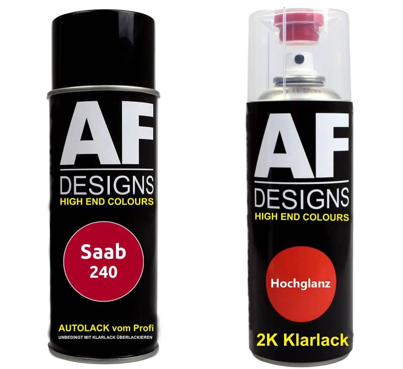 Alex Flittner Designs Autolack Spraydose Set für Saab 240 Imola Red 2K Klarlack Basislack Sprühdose Spraydosen 2x400ml von Alex Flittner Designs