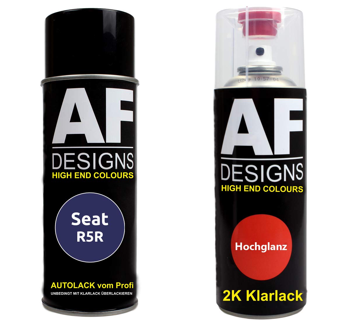 Autolack Spraydose Set für Seat R5R Blueberry Metallic 2K Klarlack Basislack Sprühdose Spraydosen 2x400ml von Alex Flittner Designs