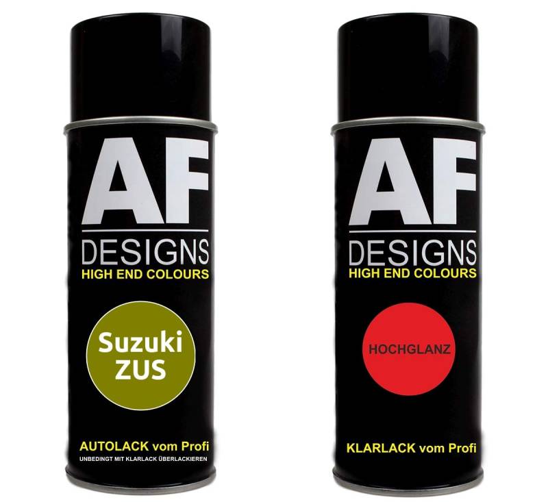 Alex Flittner Designs Autolack Spraydose Set für Suzuki ZUS Crystal Lime Metallic Basislack Klarlack Sprühdose 400ml von Alex Flittner Designs