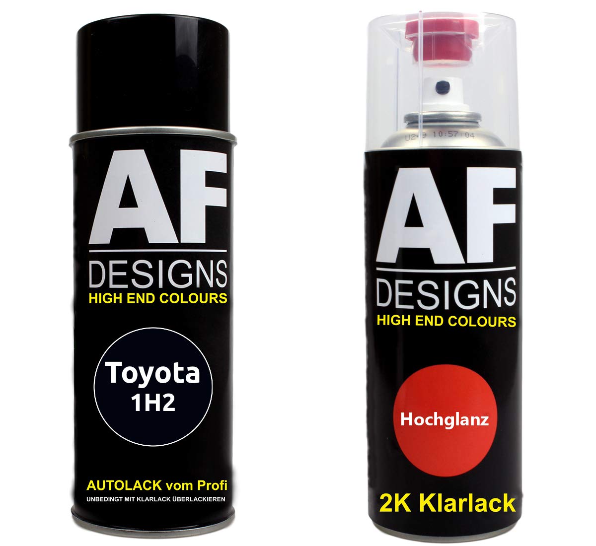 Alex Flittner Designs Autolack Spraydose Set für Toyota 1H2 Dark Steel Perl 2K Klarlack Basislack Sprühdose Spraydosen 2x400ml von Alex Flittner Designs