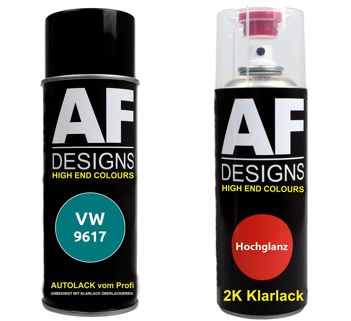 Autolack Spraydose Set für VW 9617 Karibikgrn 2K Klarlack Basislack Sprühdose Spraydosen 2x400ml von Alex Flittner Designs